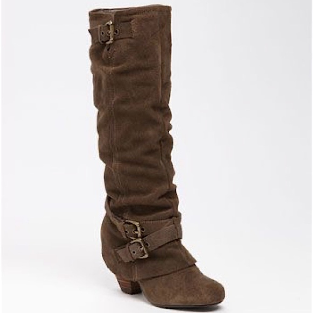 NIB NAUGHTY MONKEY “Risk It” Suede Slouchy Knee High Heeled Boots - NEVER WORN!
